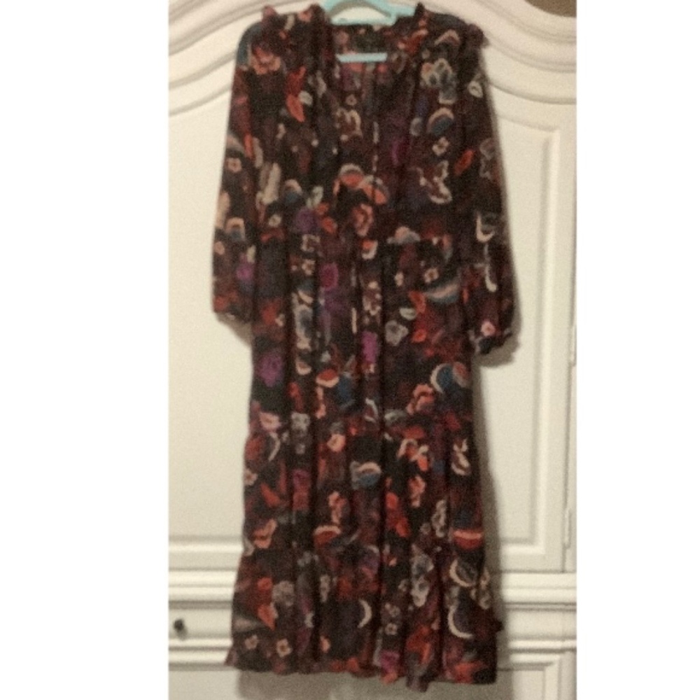 MAIA LONG SLEEVE FLORAL MIDI Flare DRESS Size 14, gorgeous! EUC
